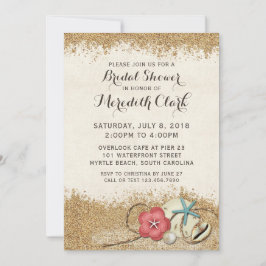 Convite Sandy Beach Hibiscus e Chá de panela Shells Convid