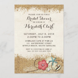 Convite Sandy Beach Hibiscus e Chá de panela Shells Convid