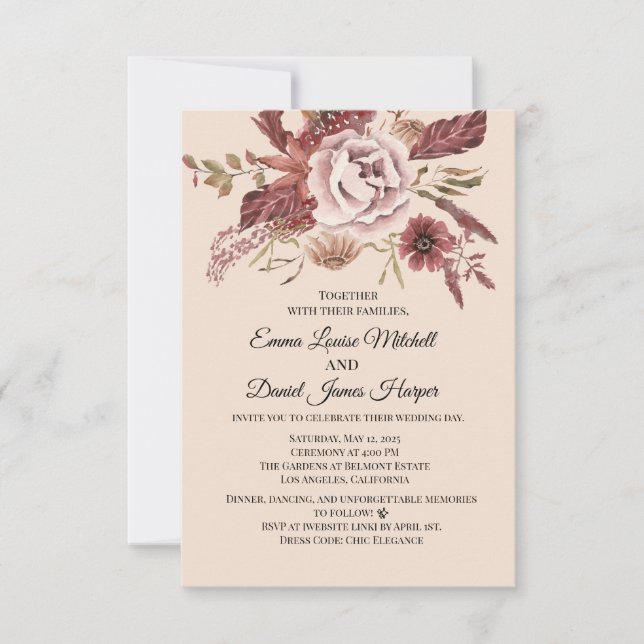 Convite Sanfones Rustic Autumn Light Beigcolor (Frente)