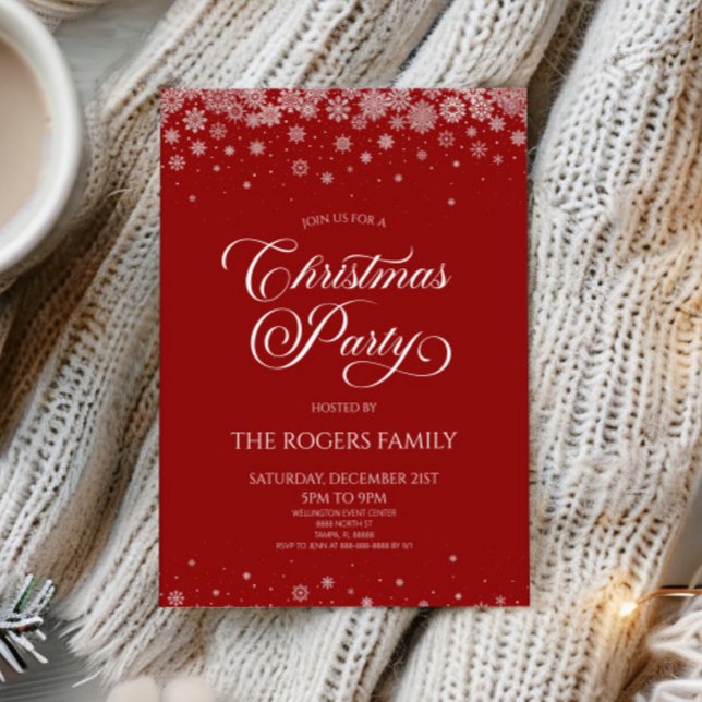 Convite Sangria Red Snowflake Winter Christmas Party (Criador carregado)