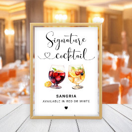 Convite Sangria Signature Cocktail Heart Script Sinal