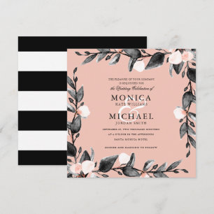 Convite Sangue do Luar  Rosa de casamento botânico modern