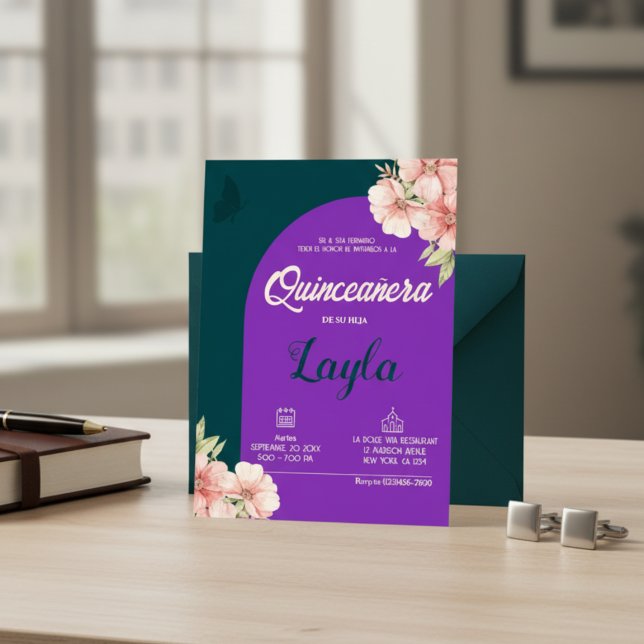 Convite Sangue em Quinceañera! Boho Floral Mis Quince (Bloom into Quinceañera! Boho Floral Mis Quince Invitation)