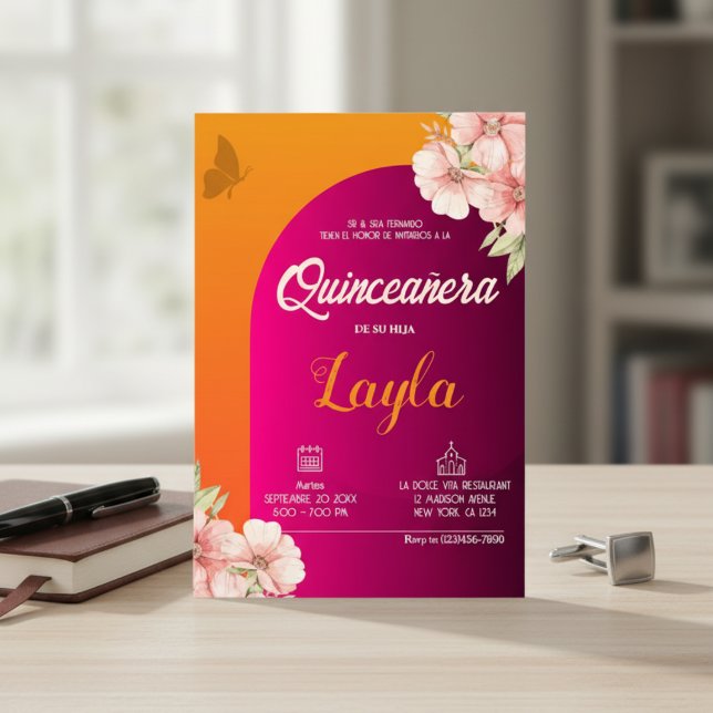 Convite Sangue em Quinceañera! Boho Floral Mis Quince (Bloom into Quinceañera! Boho Floral Mis Quince Invitation)