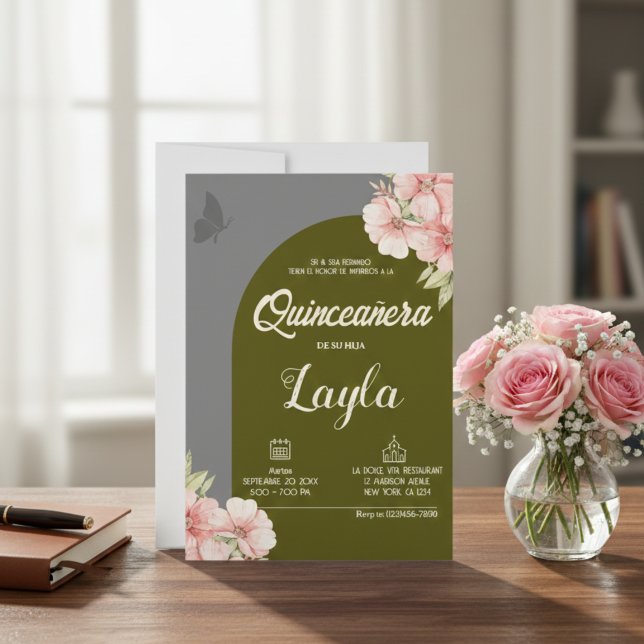 Convite Sangue em Quinceañera! Boho Floral Mis Quince (Bloom into Quinceañera! Boho Floral Mis Quince Invitation)