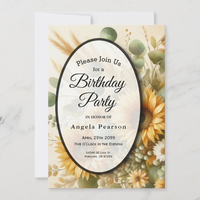 Convite Sangue Sunlier Summer Sunflower (Frente)
