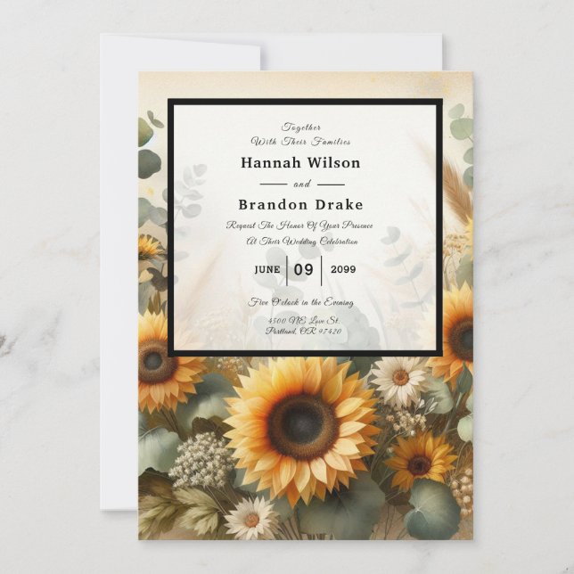 Convite Sangue Sunlier Summer Sunflower (Frente)