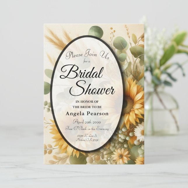 Convite Sangue Sunlier Summer Sunflower (Em pé/Frente)