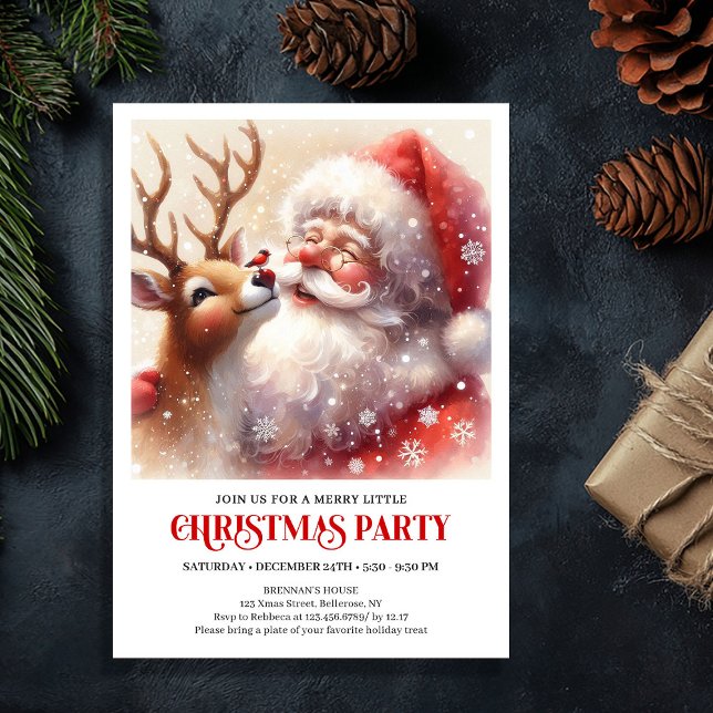 Convite Santa and Rudolph Cheerful Christmas Invitation (Santa and Rudolph Cheerful Christmas Invitation)
