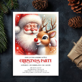 Convite Santa and Rudolph Magical Christmas Party Invite