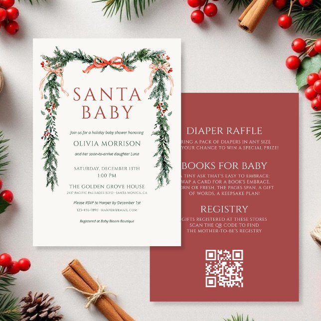 Convite Santa Baby All in One Bow Christmas Baby Shower (Criador carregado)