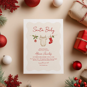 Convite Santa Baby Aniversário de Bebê no Inverno de Natal