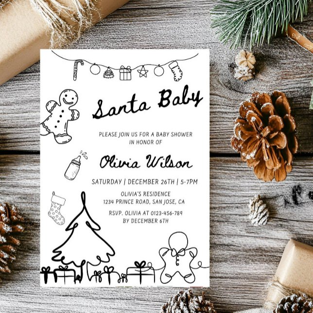 Convite Santa Baby Christmas Baby Shower Party (Criador carregado)