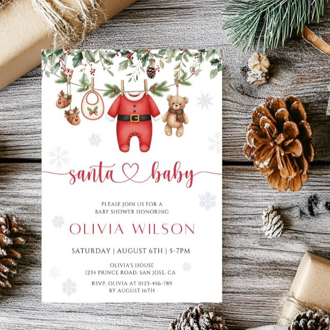 Convite Santa Baby Christmas Baby Shower Party (Criador carregado)