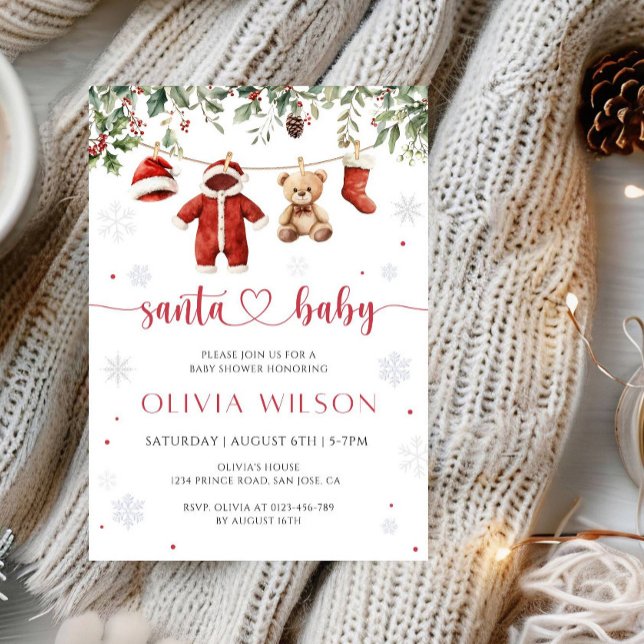 Convite Santa Baby Christmas Baby Shower Party (Criador carregado)
