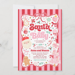 Convite Santa Baby Christmas Coquette Bow Baby Shower