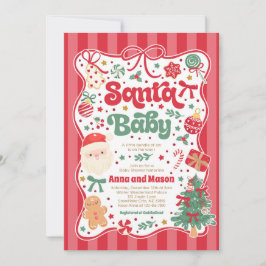Convite Santa Baby Christmas Coquette Bow Baby Shower