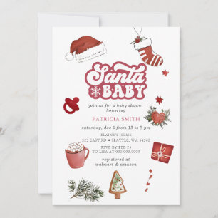 Convite Santa Baby Churrasco de Bebê Natal Neutro em Gêner
