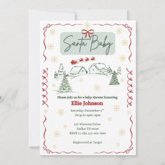 Convite Santa Baby December Baby Shower Invitations