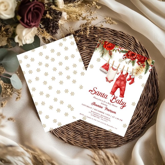 Convite Santa Baby Holiday Winter Baby Cloth baby shower (Criador carregado)