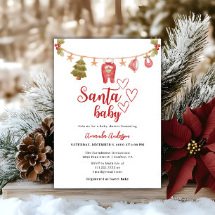 Convite Santa Baby Inverno Natal Vermelho Chave de Bebê