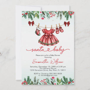 Convite santa baby natal Menina baby shower