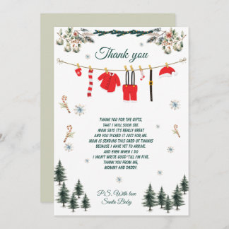 Convite Santa Baby Shower Christmas Theme Thank You Card