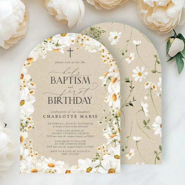 Convite Santa Batismo e primeiro aniversario Floral Girl (Criador carregado)