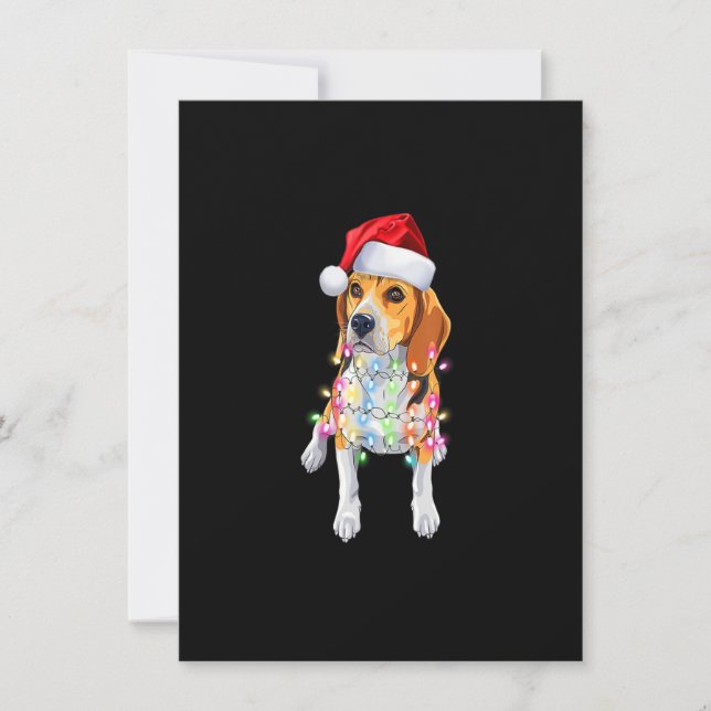 Convite Santa Beagle Christmas Lights Christmas Dog Lover  (Frente)
