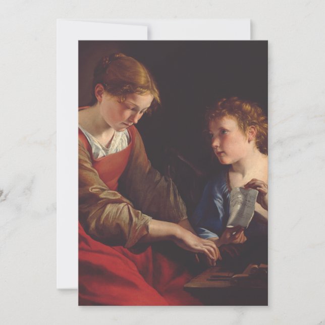 Convite Santa Cecília e um Anjo de Orazio Gentileschi (Frente)