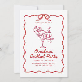 Convite Santa Christmas cocktail party, fun modern