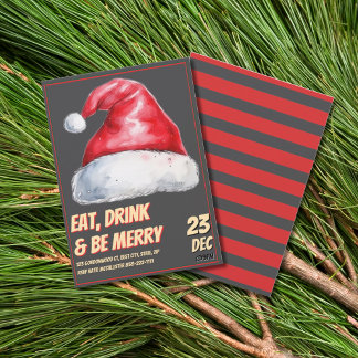 Convite Santa Christmas Party Vintage Red