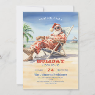 Convite Santa Claus Beach Watercolor