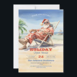 Convite Santa Claus Beach Watercolor<br><div class="desc">santa claus desenho engraçado,  desenho de aquarela de desenho animado,  beba coquetel sol verão,  pai,  cadeirinha festiva alegre,  resort de feliz de areia feliz,  natal,  natal,  xma tropical,  praia santa claus</div>