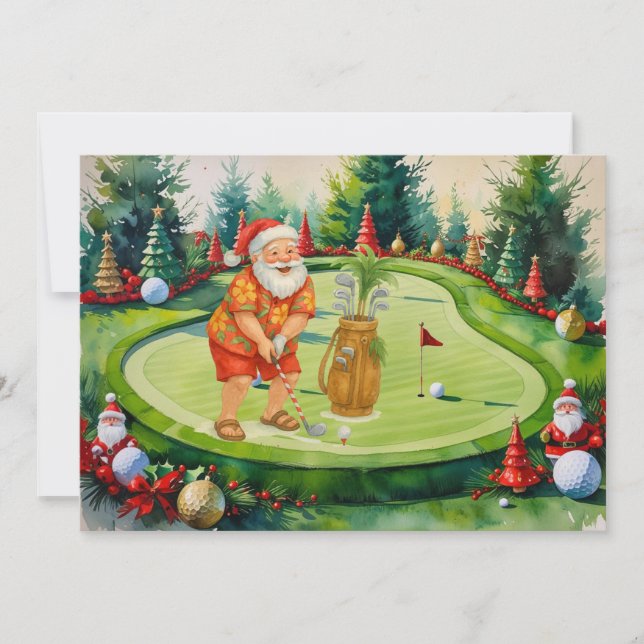 Convite SANTA CLAUS is golfing Christmas Holiday  (Frente)