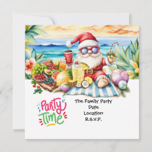 Convite SANTA CLAUS na praia do Havaí no Natal
