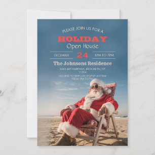 Convite Santa Claus Relaxa na Cadeira de Praia