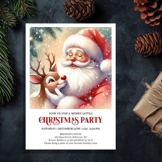 Convite Santa Claus Rudolph Christmas Family Fun Celebrate (Santa Claus Rudolph Christmas Family Fun Celebration Invite

)