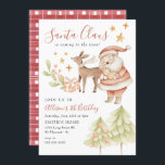 Convite Santa Claus Rudolph Kids Holiday Festa de aniversá<br><div class="desc">Convite para Festa de aniversário de Natal para Crianças do Papai Noel RudolphEste convite para aniversários de criança mostra Papai Noel e Rudolph com aquarelas árvores de Natal e estrelas. De volta deste feriado,  o convite de aniversário temido é uma propaganda vermelha.
Envie-me uma mensagem para os ajustes necessários</div>