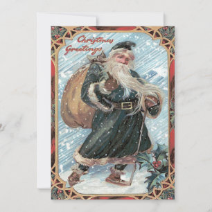 Convite Santa Claus Sack of Toys Holly Winter Storm