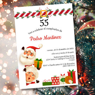 Convite Santa Espanhol e a Sra. Claus Natal 55º Aniversári