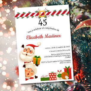 Convite Santa Espanhol e a Sra. Claus Natal Aniversário de