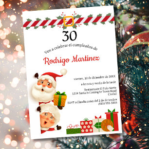 Convite Santa Espanhol e a Sra. Claus Natal Aniversário de
