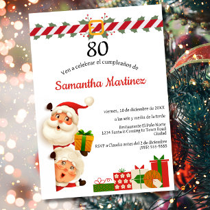 Convite Santa Espanhol e a Sra. Claus no Natal 80º Anivers