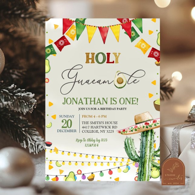 Convite Santa Guacamole Avocado Festa Aniversário de crian (Criador carregado)