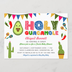 Convite Santa Guacamole Fiesta Chá de fraldas Kawaii Avoc
