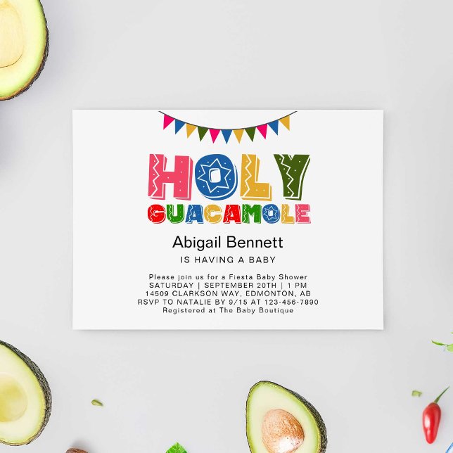 Convite Santa Guacamole Fiesta Chá de fraldas Kawaii Avoca (Criador carregado)