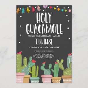 Convite Santa Guacamole Fiesta Twins Chá de fraldas Convit