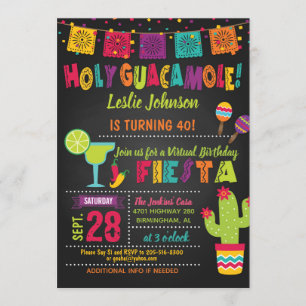 Convite Santa Guacamole Virtual Birthday Fiesta