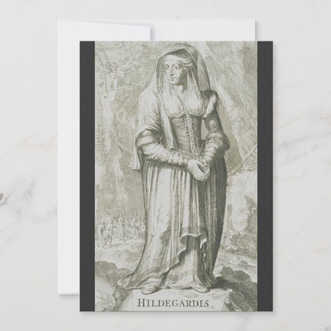 Convite Santa Hildegarda de Bingen Arte Mística Medieval (Frente)